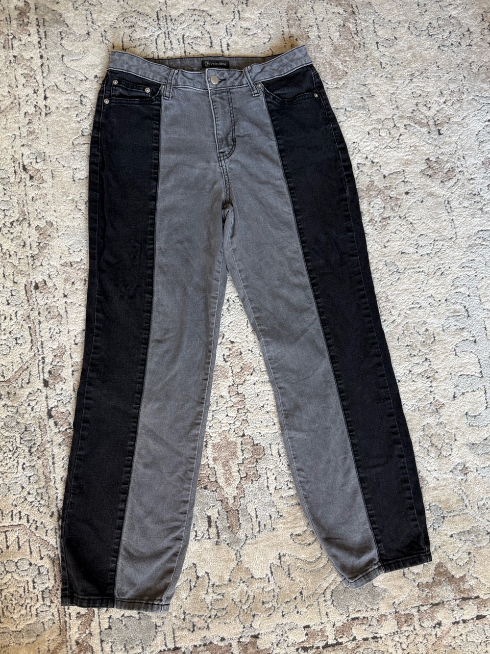 Versona Two-Tone Colorblock Black and Gray Women Jeans Size 10